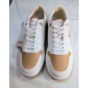 VH White Beige Color block Lace Up Men's Athletic Sneakers Low  Rubber Outsole